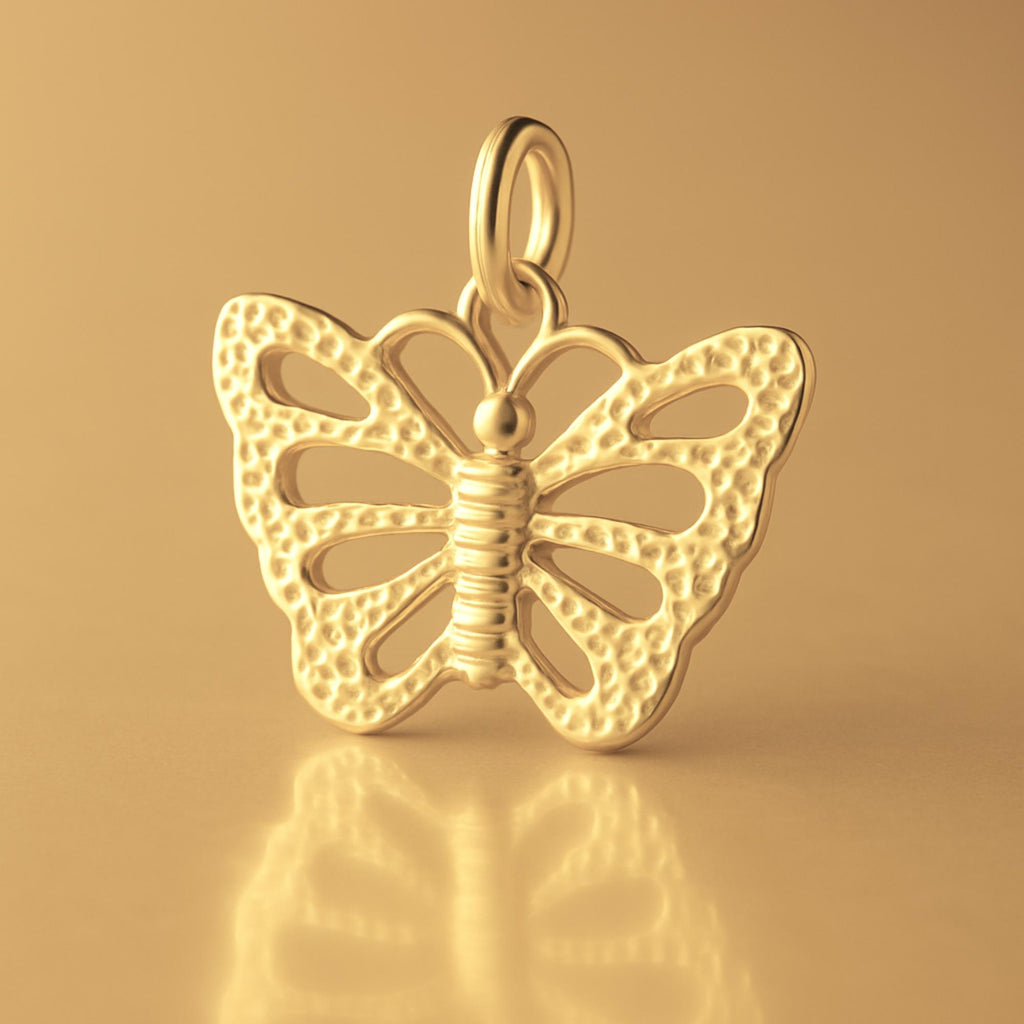 14ct Gold Plated - Speckled Monarch Butterfly Charm