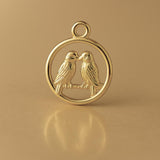 14ct Gold Plated - Lovebirds Amulet Charm