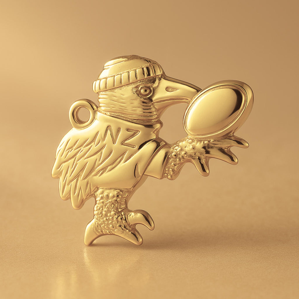 14ct Gold Plated - NZ Kiwi Rugby Bird Charm