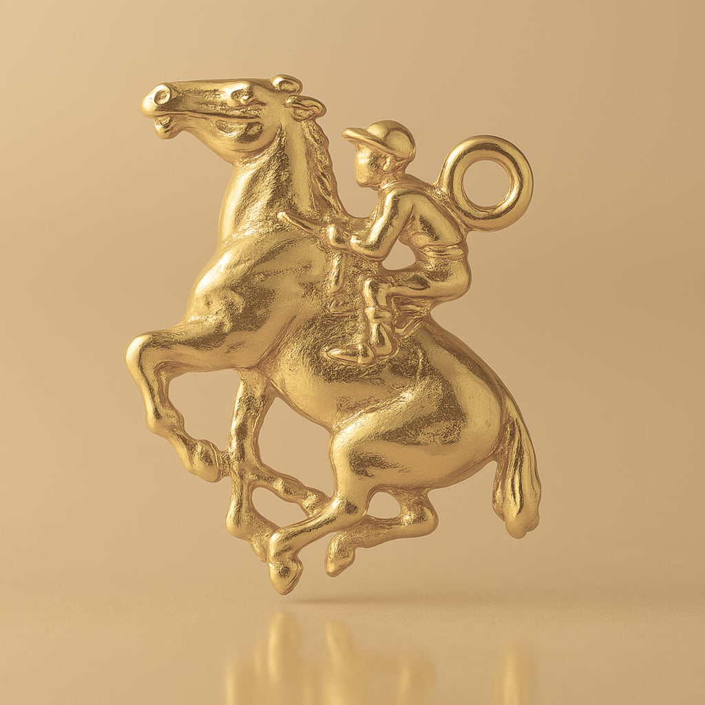 14ct Gold Plated - Horse and Jockey Charm