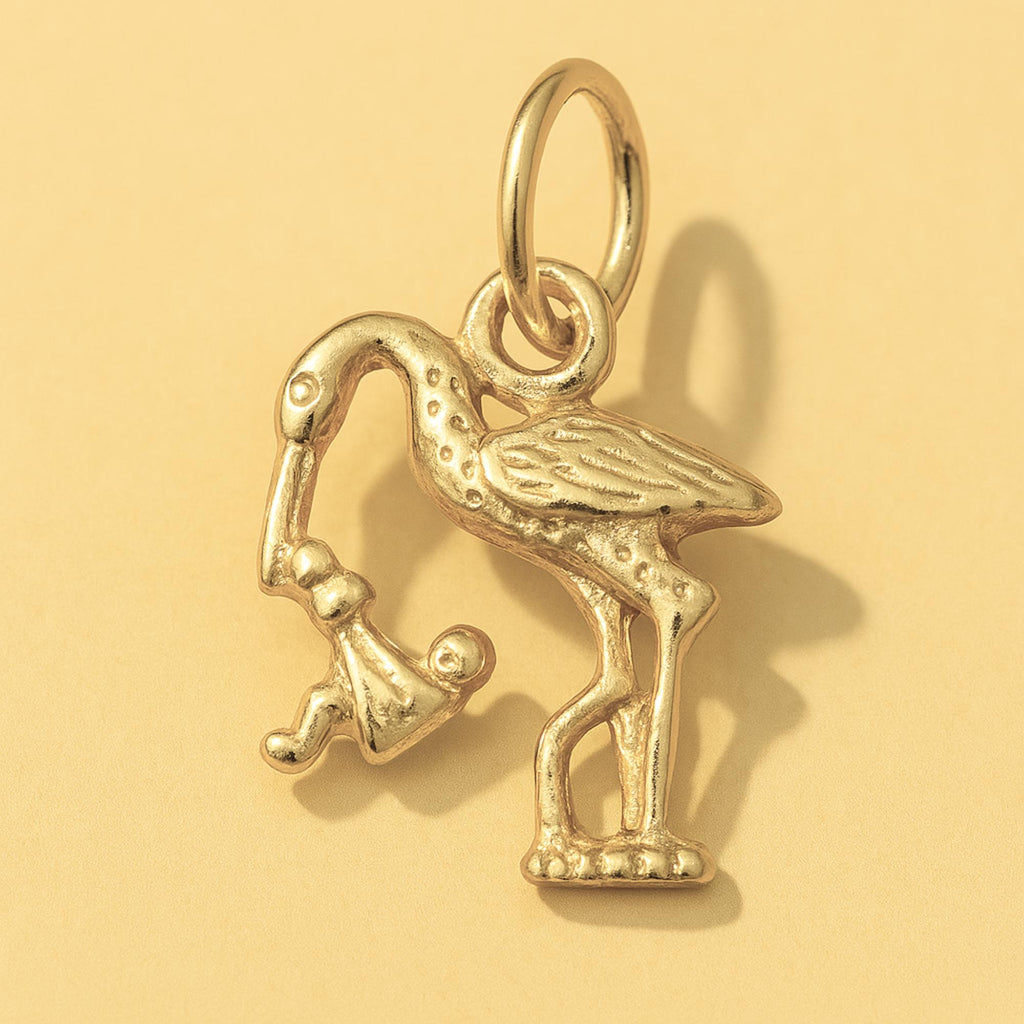 14ct Gold Plated - Stork & Baby Charm
