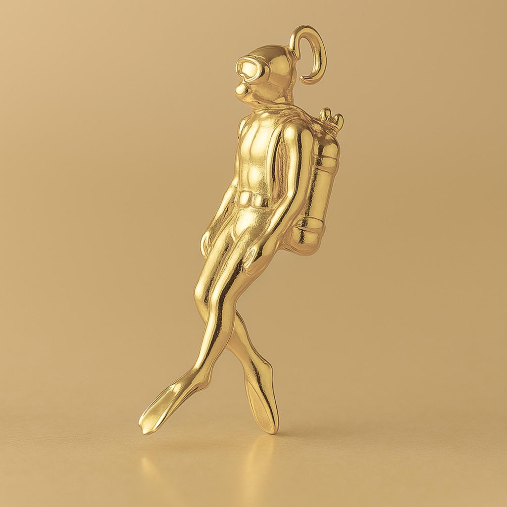 14ct Gold Plated - Swimming Scuba Diver Charm