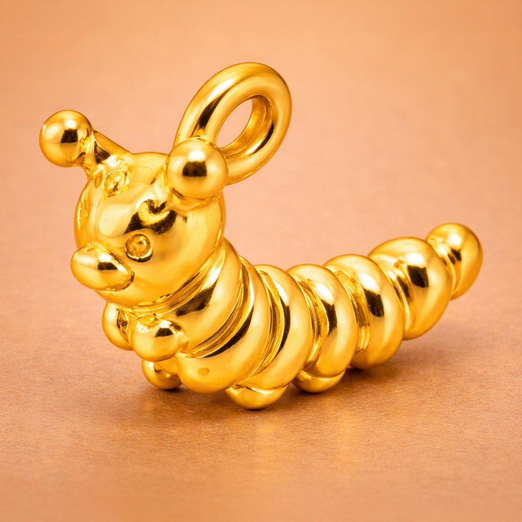 14ct Gold Plated - Garden Caterpillar Charm