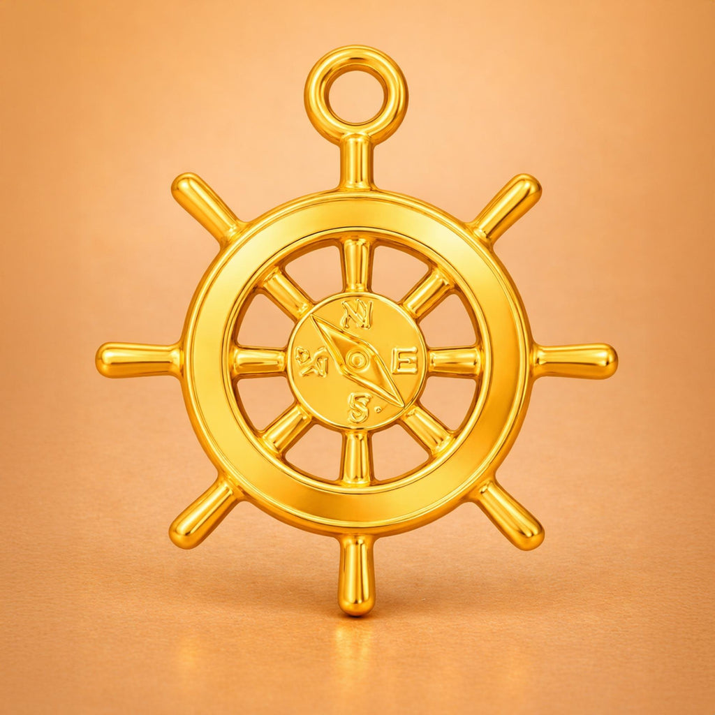 14ct Gold Plated - Nautical Wheel Compass Charm