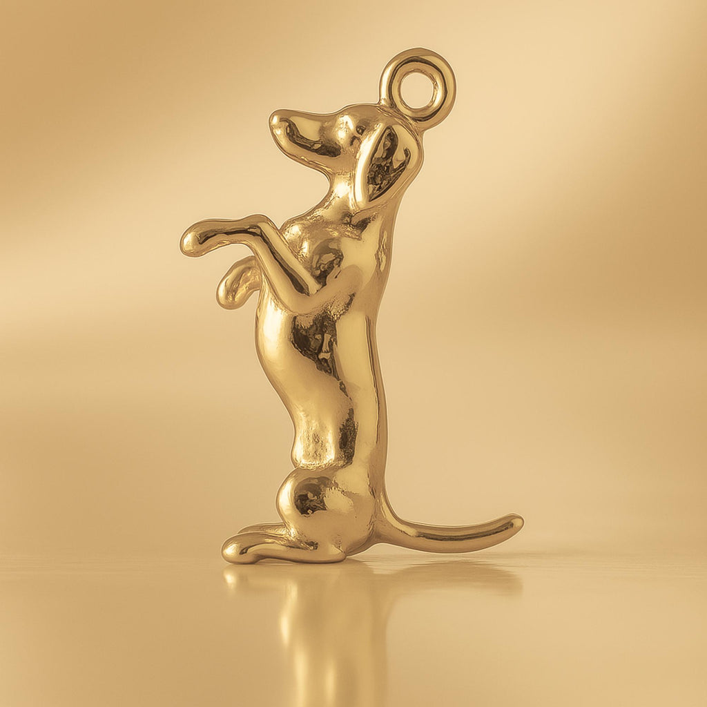 14ct Gold Plated - Playful Dachshund Dog Charm