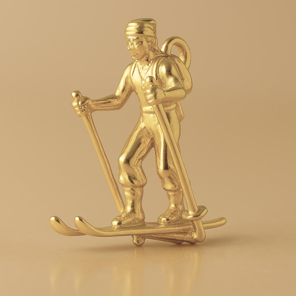 14ct Gold Plated - Cross Country Skier Charm