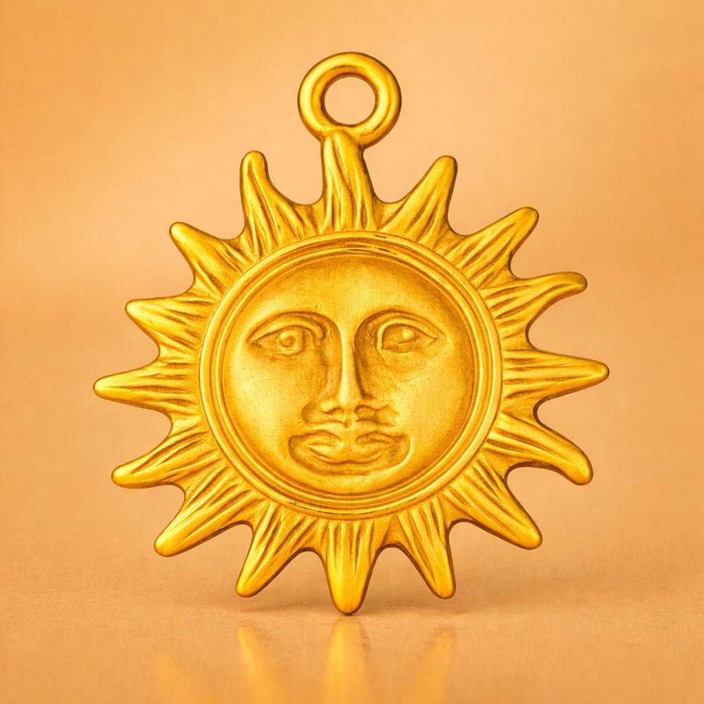 14ct Gold Plated - Vintage Sun Face Charm