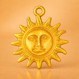 14ct Gold Plated - Vintage Sun Face Charm