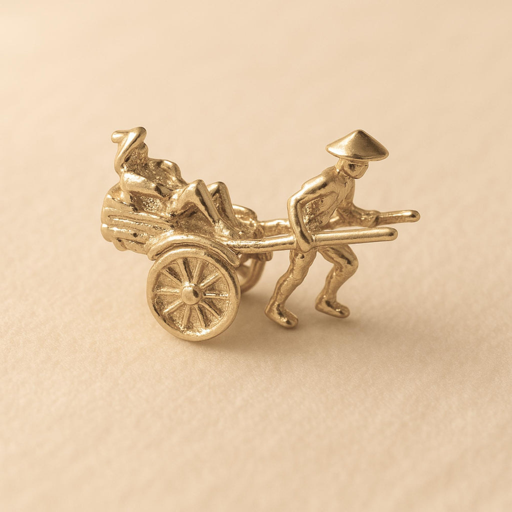 14ct Gold Plated - Rickshaw Cart Charm