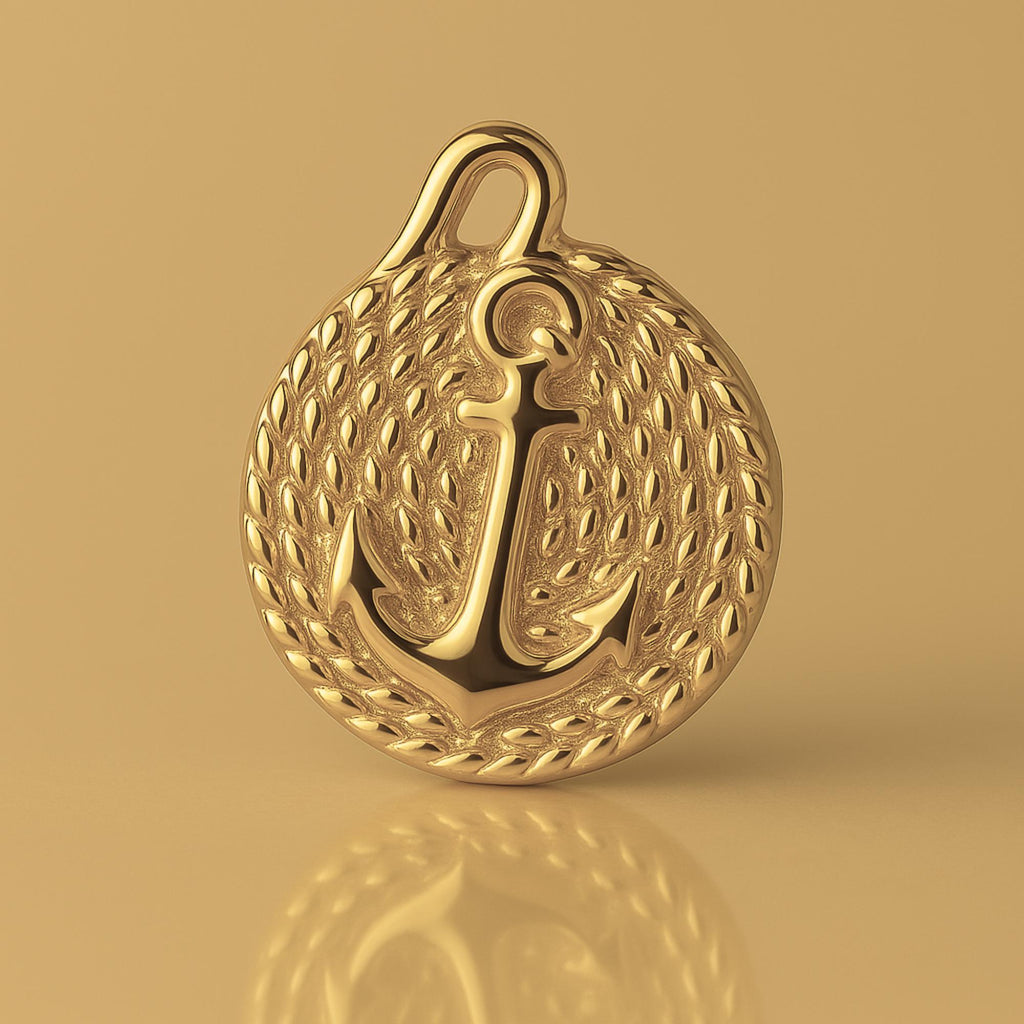 14ct Gold Plated - Anchor & Rope Charm
