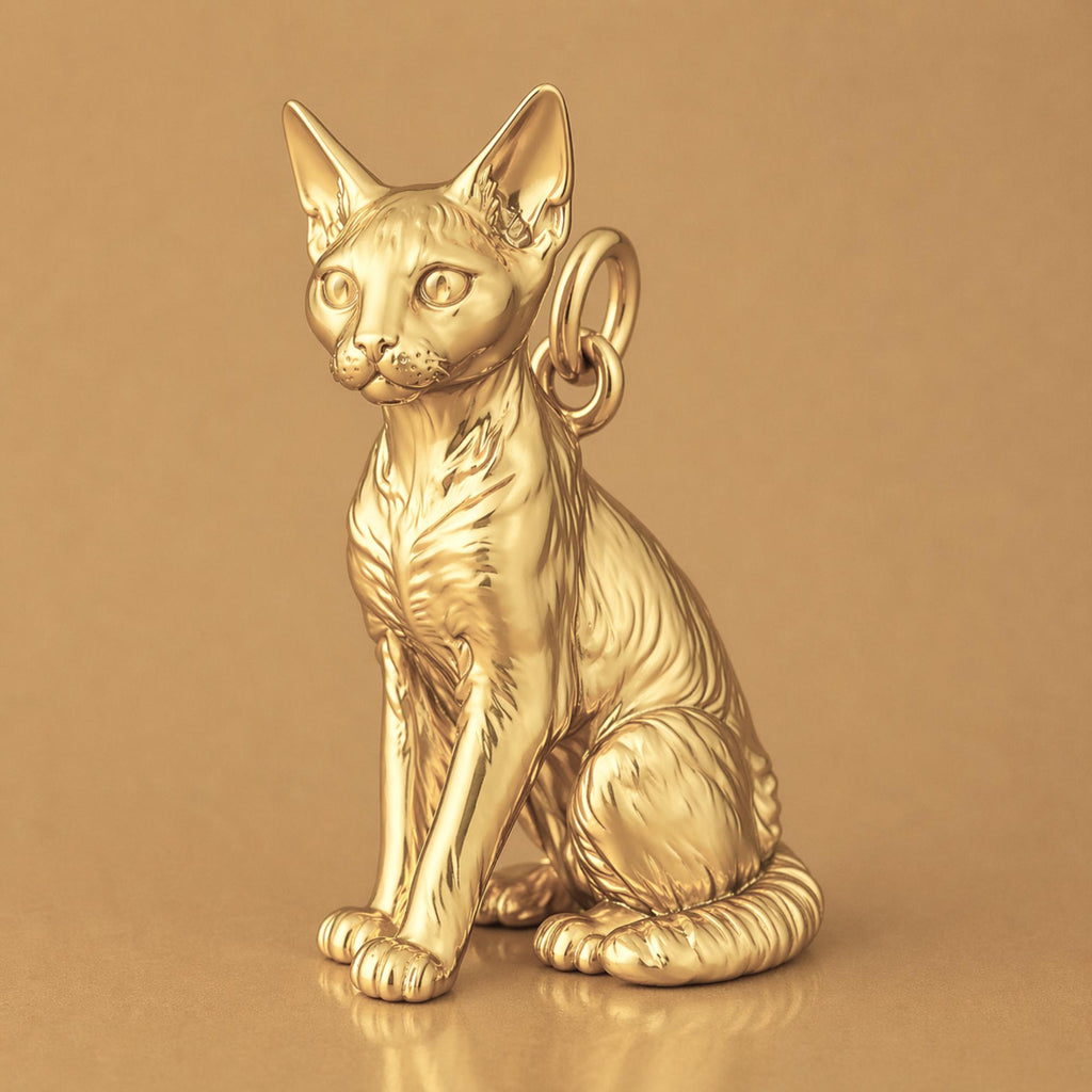 14ct Gold Plated - Devon Rex Cat Charm