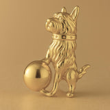 14ct Gold Plated - Playful Yorkshire Terrier Dog Charm