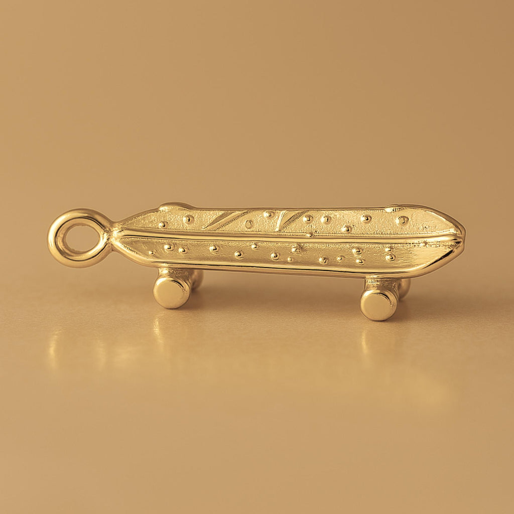14ct Gold Plated - Battered Skateboard Charm