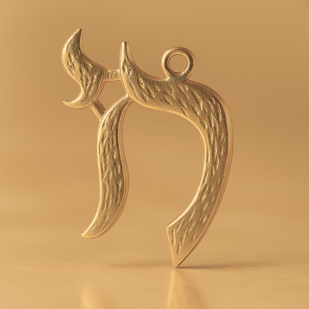 14ct Gold Plated - Textured Chai Symbol Charm