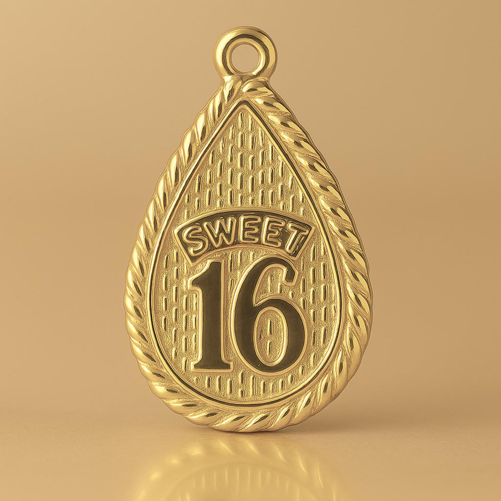 14ct Gold Plated - Sweet 16 Droplet Charm