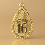 14ct Gold Plated - Sweet 16 Droplet Charm