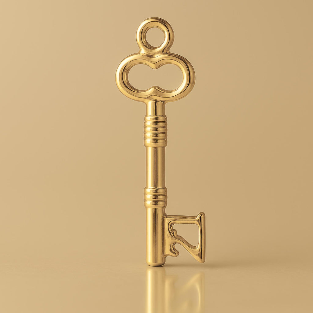 14ct Gold Plated - Ribbed 21 Castle Key Charm