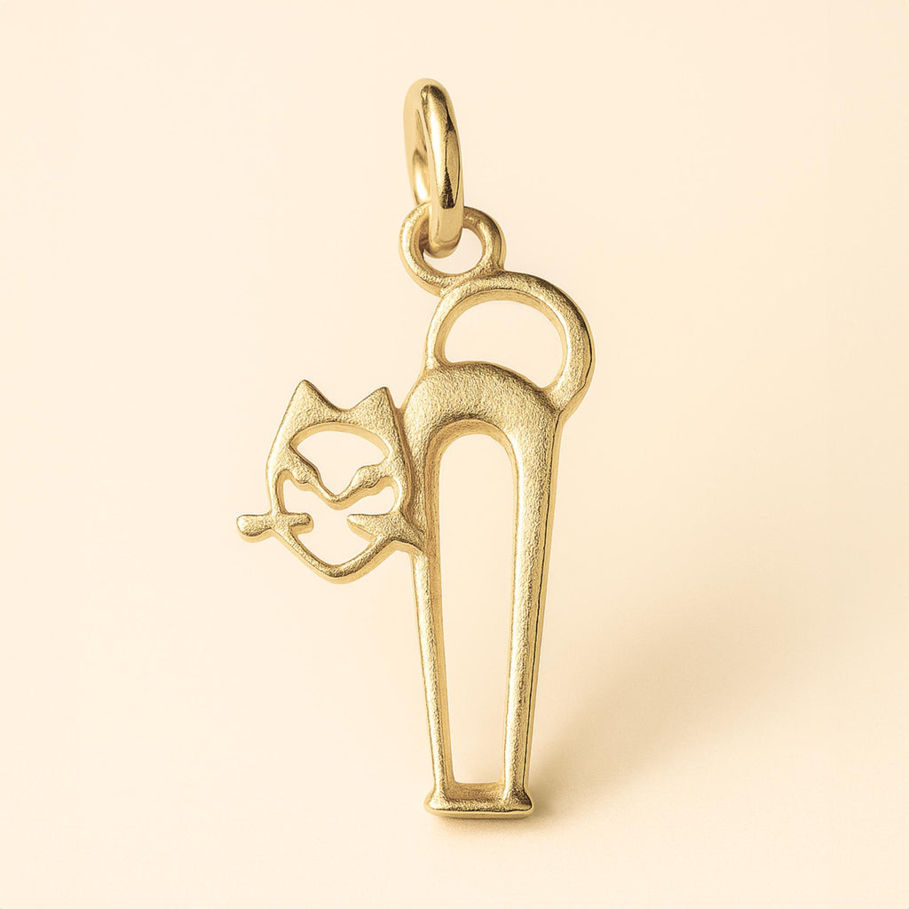 14ct Gold Plated - Openwork Filigree Cat Charm