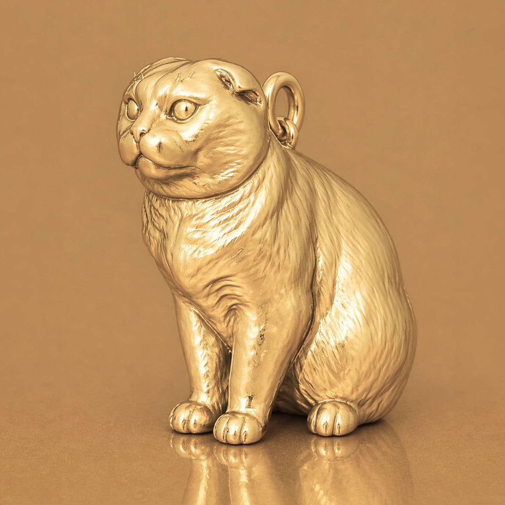 14ct Gold Plated - Scottish Fold Cat Charm