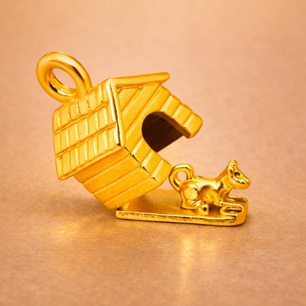14ct Gold Plated - Dog in Kennel Charm