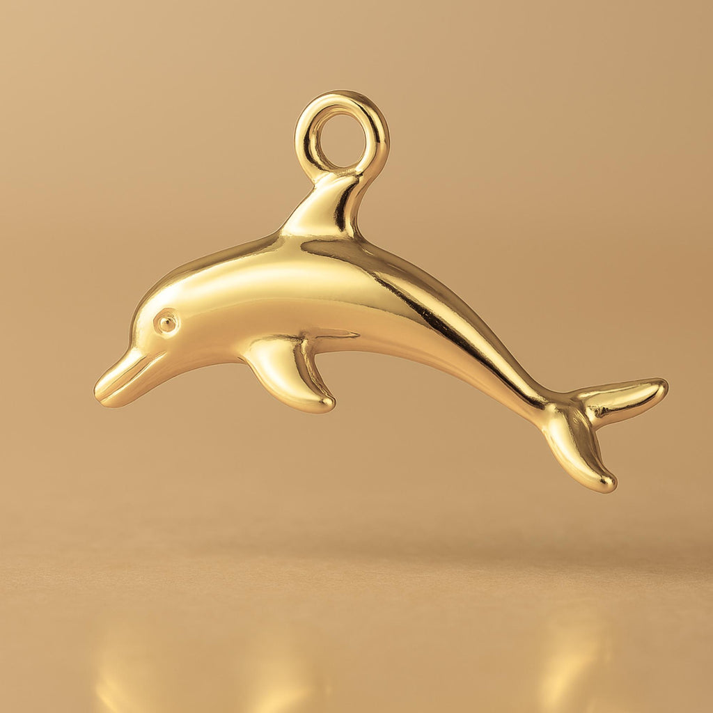 14ct Gold Plated - Gliding Dolphin Charm