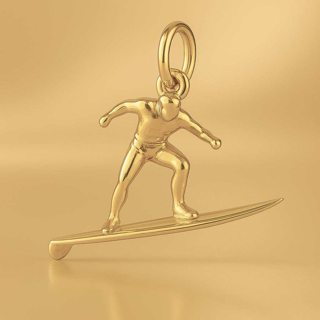 14ct Gold Plated - Longboard Surfer Charm