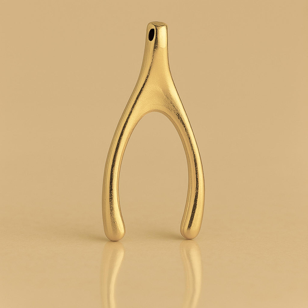 14ct Gold Plated - Classic Wishbone Charm
