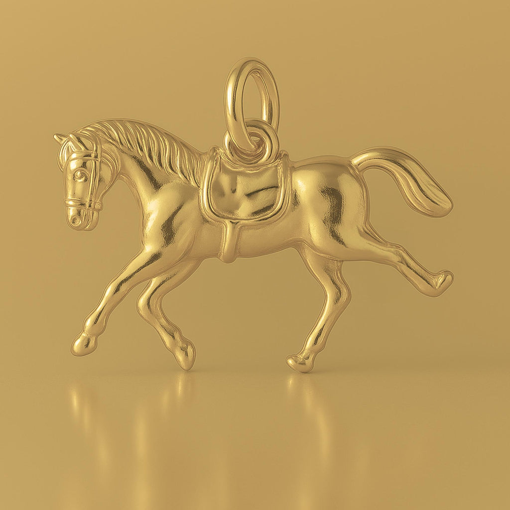 14ct Gold Plated - Saddled Riding Horse Charm