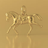 14ct Gold Plated - Saddled Riding Horse Charm