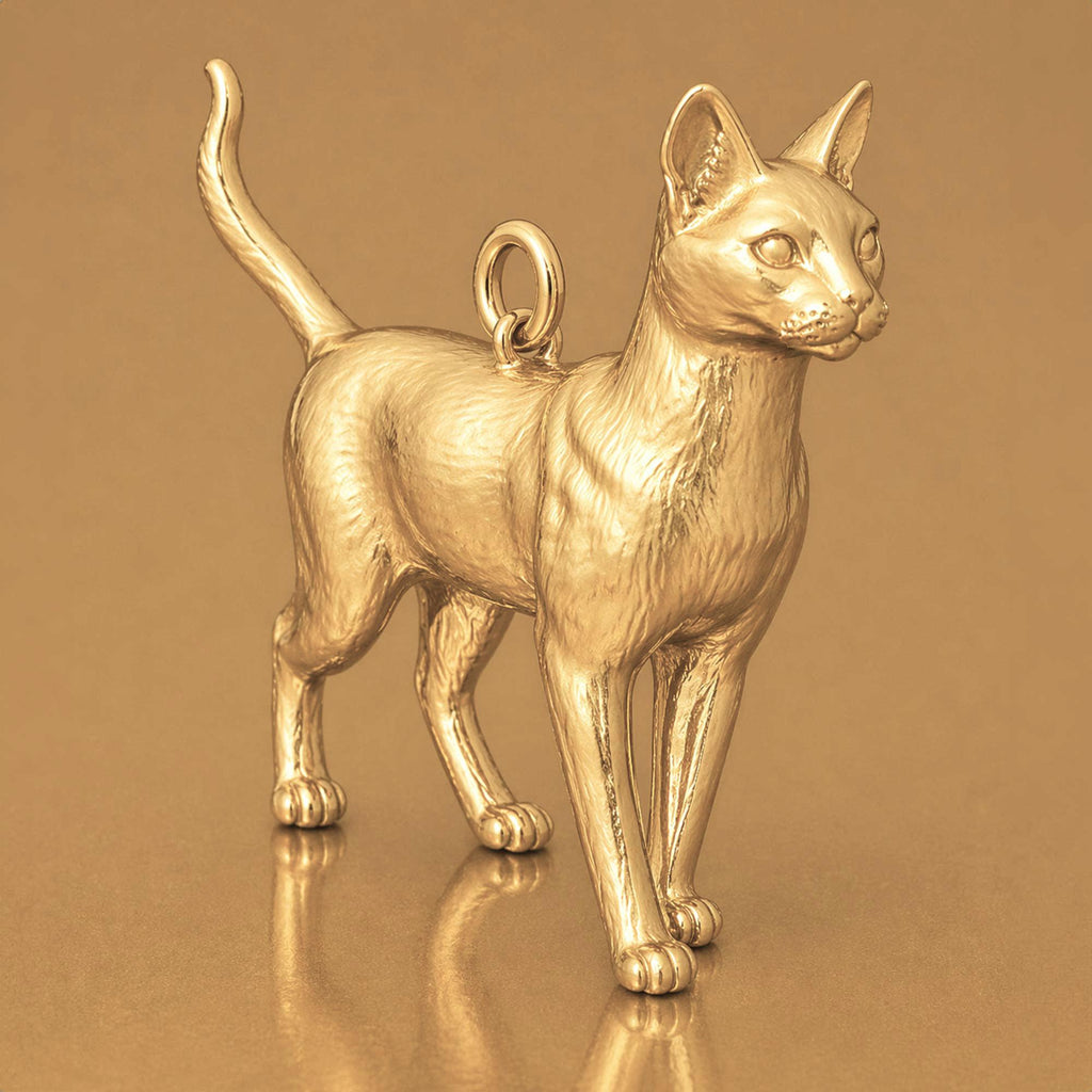 14ct Gold Plated - Havana Brown Cat Charm