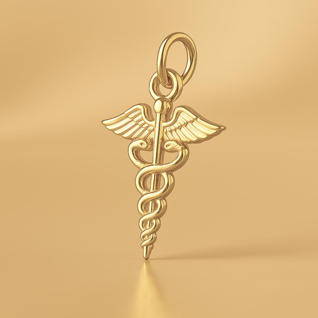 14ct Gold Plated - Medical Caduceus Charm