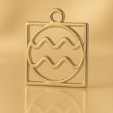 14ct Gold Plated - Aquarius Zodiac Square Charm