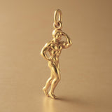 14ct Gold Plated - Thinking Man Bodybuilder Pose Charm