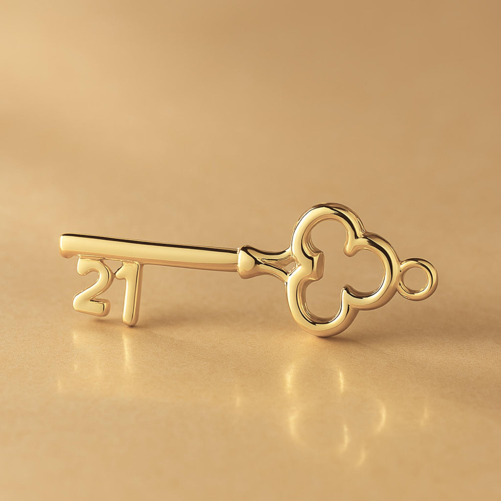14ct Gold Plated - 21 Clover Key Charm