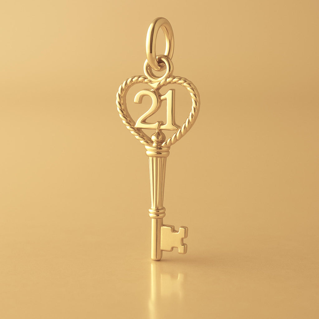 14ct Gold Plated - 21 Wreath Castle Key Charm