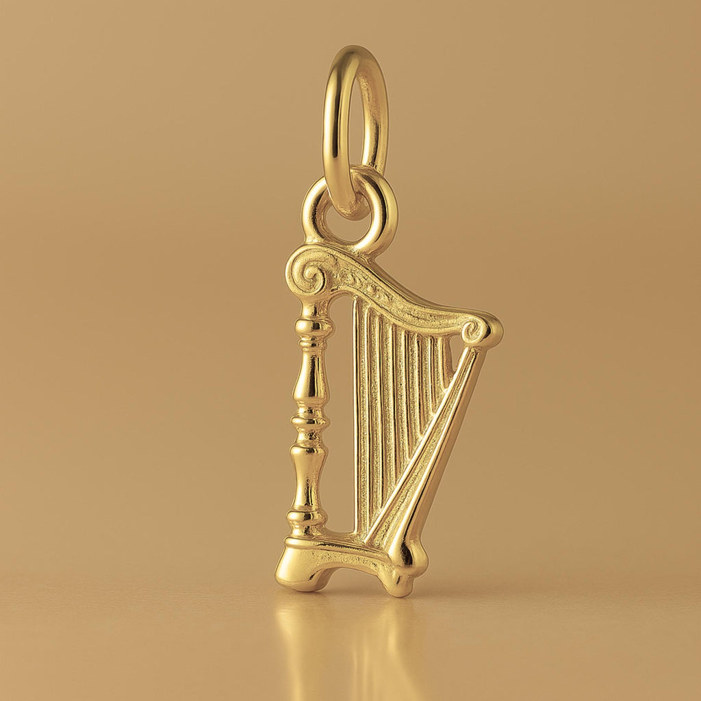 14ct Gold Plated - Classic Column Harp Charm