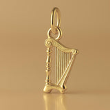 14ct Gold Plated - Classic Column Harp Charm