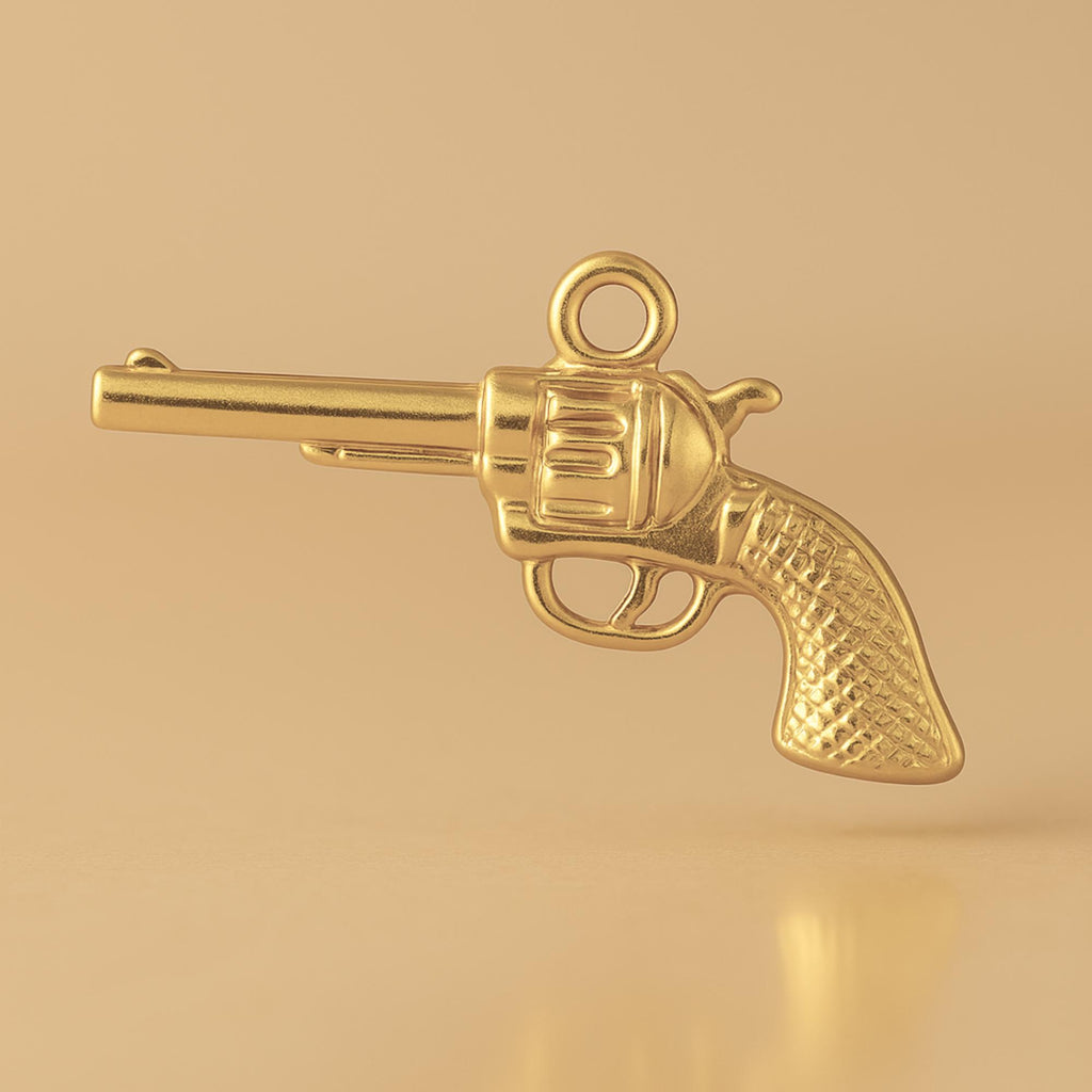 Western Reveolver 14ct Gold Plated - Western Revolver Charm