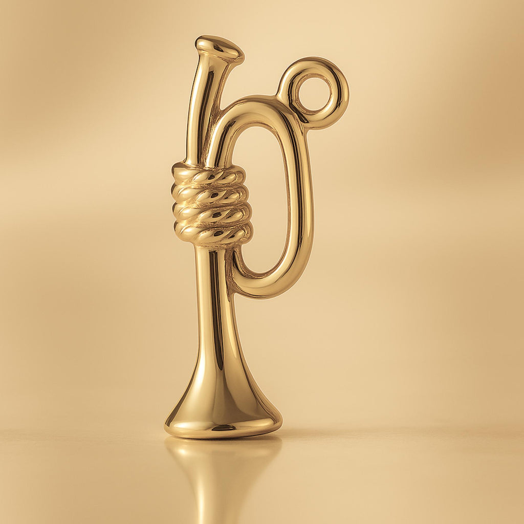 14ct Gold Plated - Roped Bugle Horn Charm