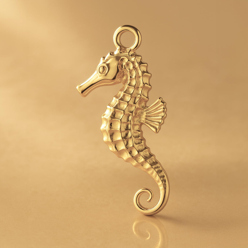 14ct Gold Plated - Scaled Seahorse Charm