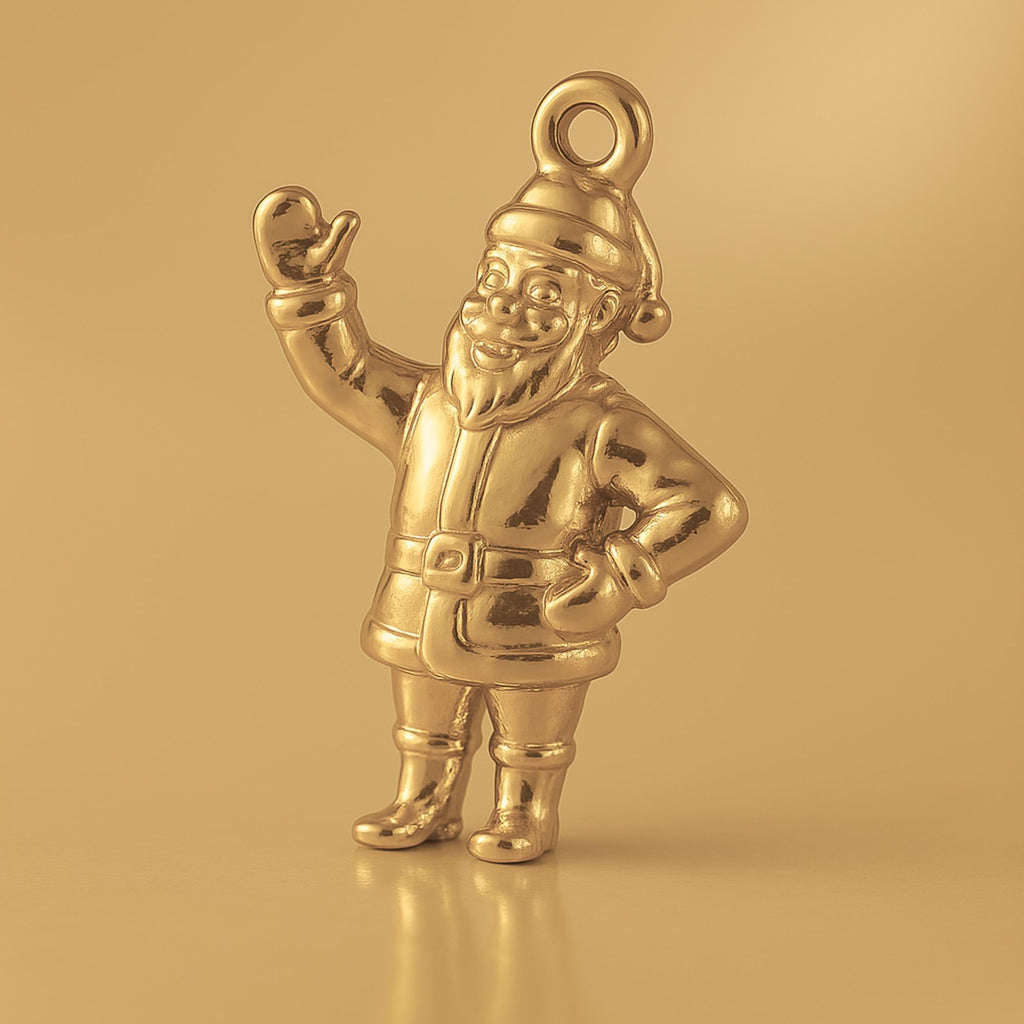 14ct Gold Plated - Waving Santa Claus Charm