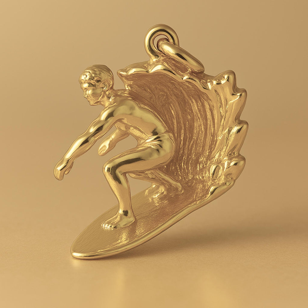 14ct Gold Plated - Wave Rider Surfer Charm