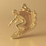 14ct Gold Plated - Wave Rider Surfer Charm