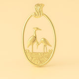 14ct Gold Plated - Wetlands Crane Birds Charm