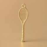 14ct Gold Plated - Open Weave Tennis Racket Charm