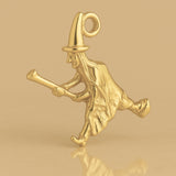 14ct Gold Plated - Flying Witch Charm