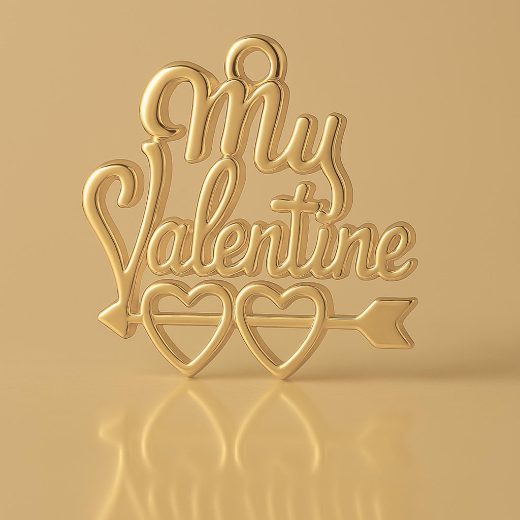 14ct Gold Plated - My Valentine Cursive Openwork Charm