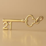 14ct Gold Plated - 21 Clover Castle Key Charm