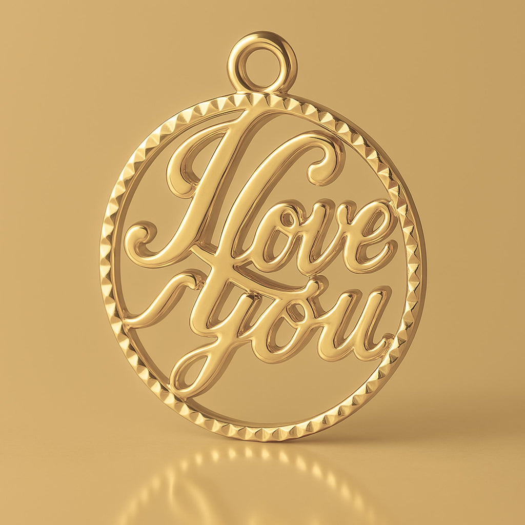 14ct Gold Plated - I Love You Openwork Charm