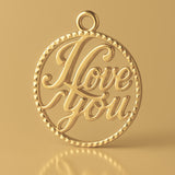 14ct Gold Plated - I Love You Openwork Charm